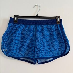 WOMENS Medium UNDER ARMOUR HEATGEAR RUNNING SHORTS semi fitted blue